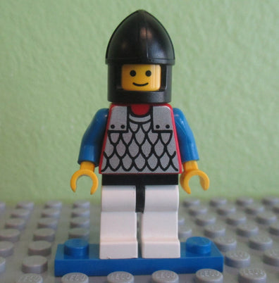 LEGO Minifigure-Scale Mail - Red with Blue Arms, White Legs with Black Hips, Black Chin-Guard-Castle-CAS145-Creative Brick Builders